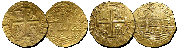 Lima 8 escudos Gold Cobs 1715 Fleet