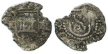 Potosi, Bolivia, cob 1/4 real, Philip II, assayer R (Rincon) to left, mintmark P to right, rare.