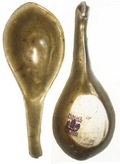 Small, intact, Chinese porcelain spoon from the Tek Sing (1822). Plain and unadorned (olive to brown in color) but fully intact, this type of simple spoons were among thousands of porcelains from this wreck originally sold by a German auction house (Nagel) in 2000,  very affordable for shipwreck artifacts!